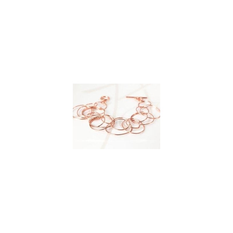PULSERA SIN DIJE RECUBRIMIENTO DE ORO ROSA AROS ENTRELAZADOS LISO