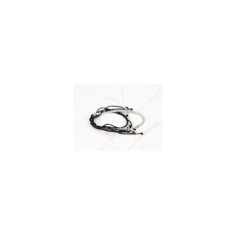 PULSERA SIN DIJE RECUBRIMIENTO DE PLATA BOLITAS HILO LISO