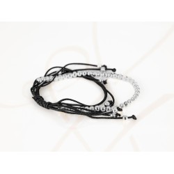 PULSERA SIN DIJE RECUBRIMIENTO DE PLATA BOLITAS HILO LISO