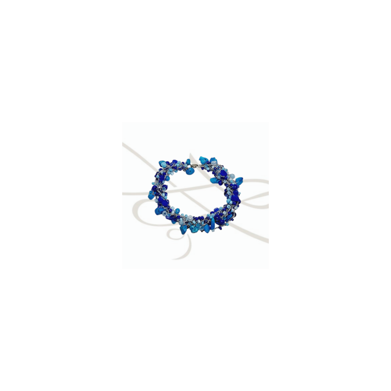 PULSERA TEJIDA HILO PLATA LAPISLAZULI