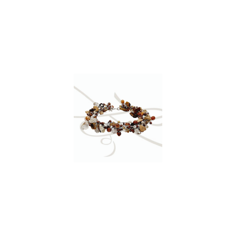 PULSERA TEJIDA HILO PLATA OJO DE TIGRE