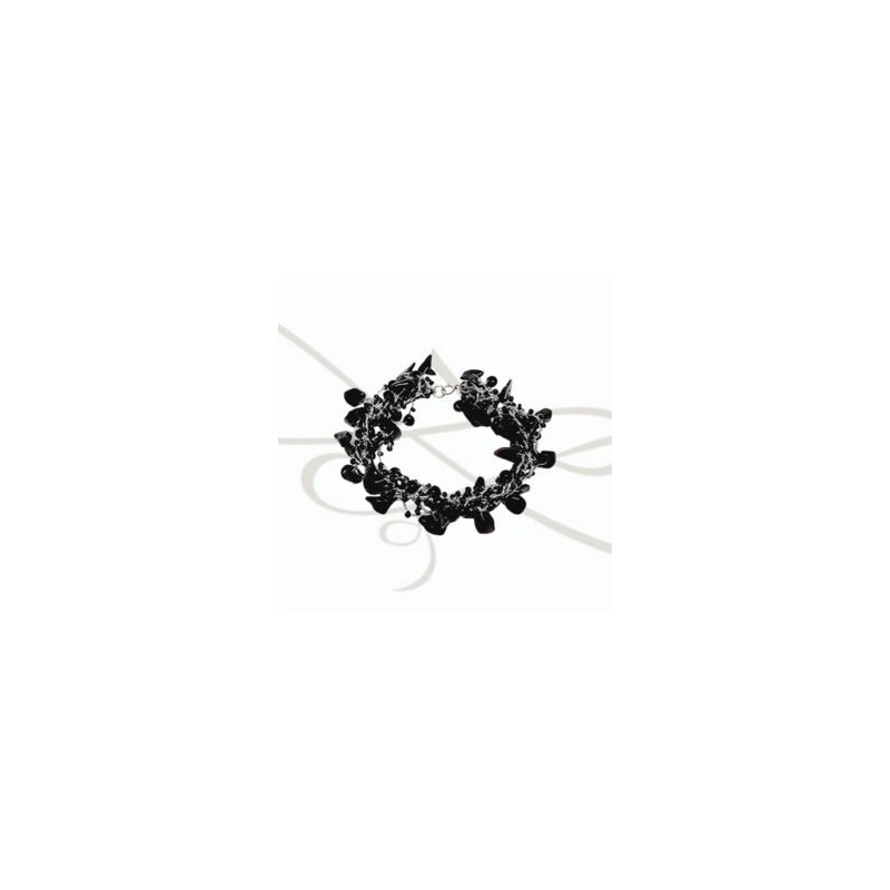 PULSERA TEJIDA HILO PLATA ONIX