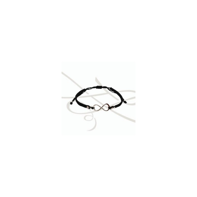 PULSERA TEJIDA NEGRA INFINITO PLATA