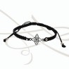 PULSERA TEJIDA NEGRA NUDO BRUJA PLATA