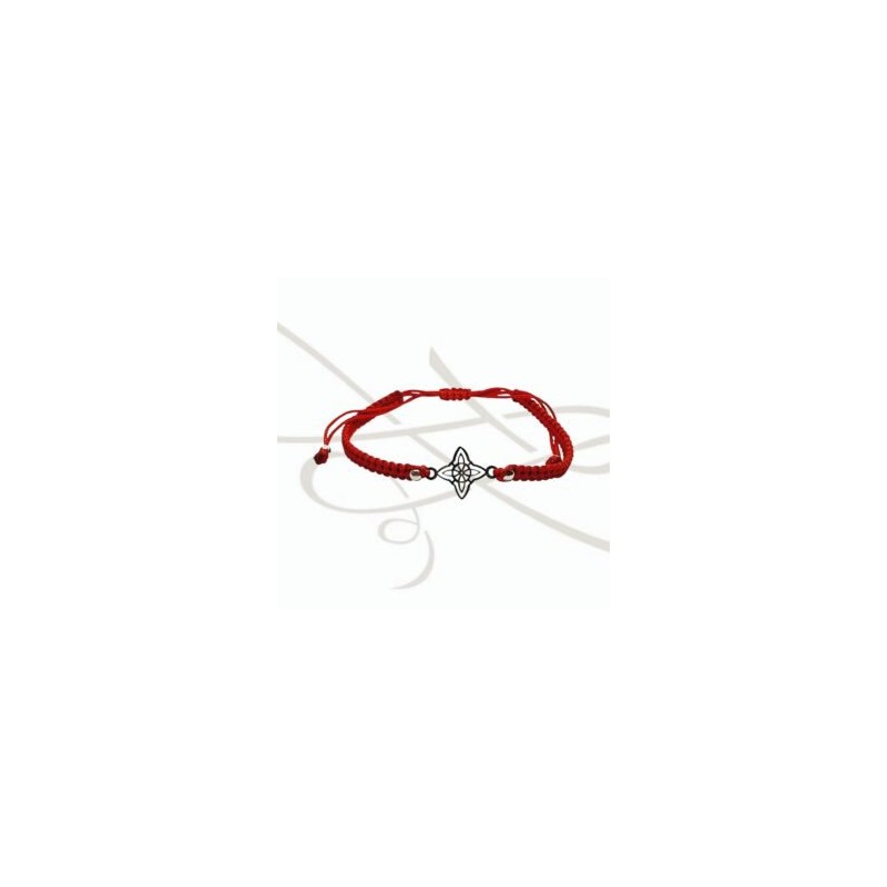 PULSERA TEJIDA ROJA NUDO BRUJA PLATA