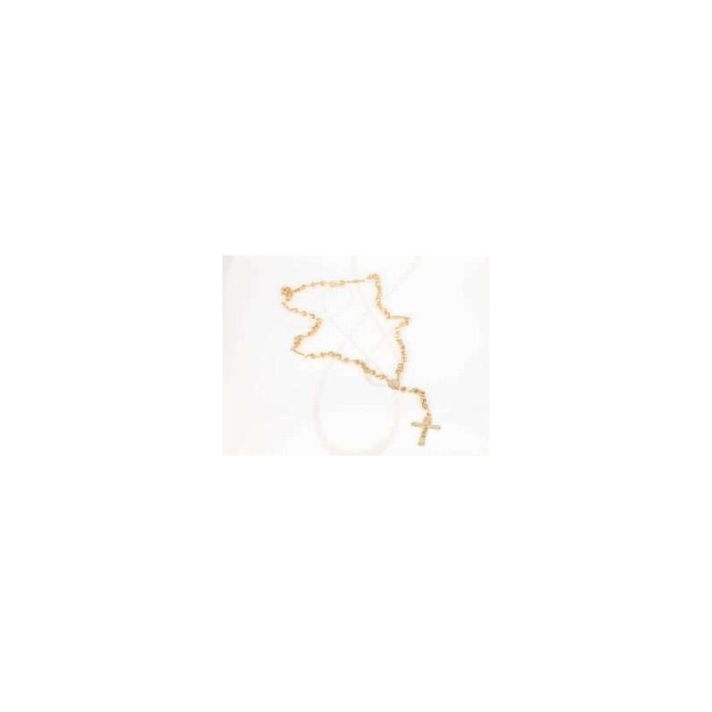 ROSARIO ORO LAMINADO ROMBOS BROCHE DIAMANTADO