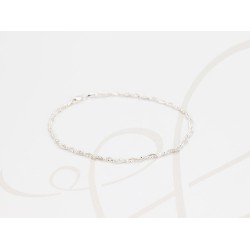 TOBILLERA SIN DIJE PLATA TRENZADA BOLITAS DIAMANTADO